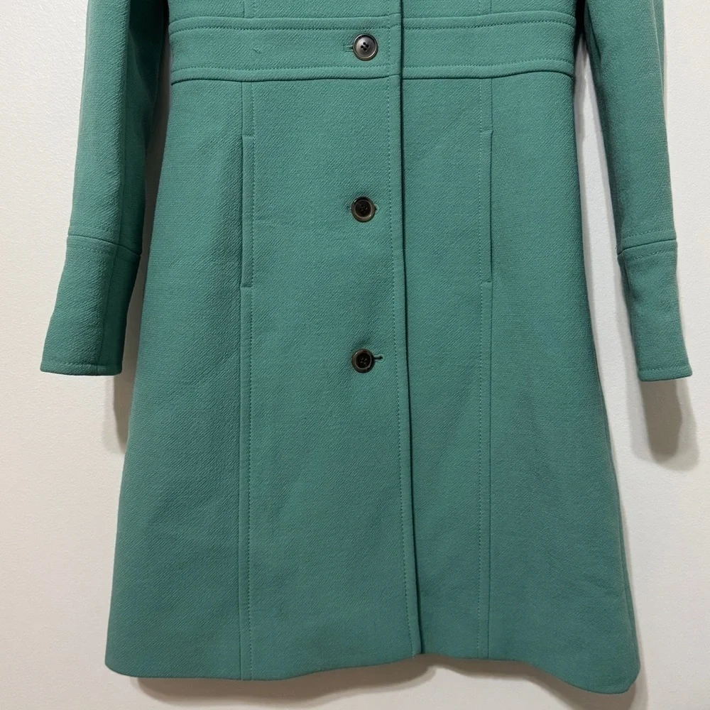 J Crew Classic Lady Day Coat Size 2 Wool Double Cloth Green